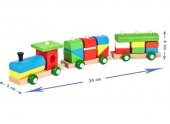 Tren din lemn Malplay, cu forme de construit, 36 piese, Multicolor
