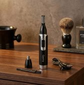 Trimmer Nas și Urechi 2în1 Geemy GM-3106 cu Acumulator - Aparat de Tuns Păr Inestetic